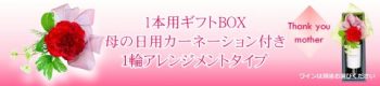 ギフトBOX　母の日用カーネーション付き　１輪アレンジメントタイプ